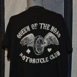 Torrid Queen of the Road Motorcycle Club Tee Shirt Black Size 2 Plus Wheel Wings